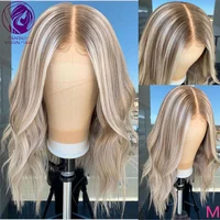 Caramel Blonde Balayage Lace Frontal Wig Transparent 13x4/13x6 Human Hair Wig Brazilian Wavy Wig for Women Preplucked Free Ship