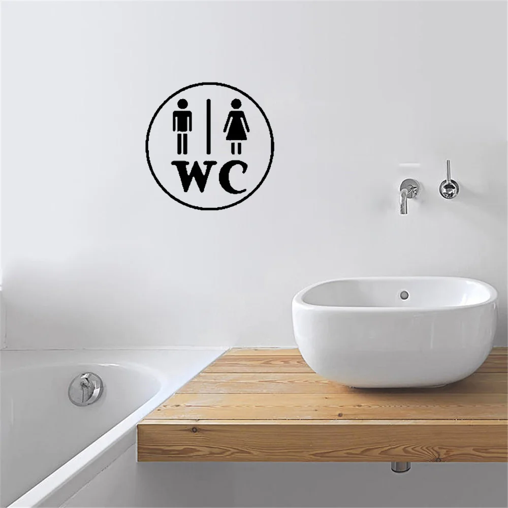 

Interesting Door Sticker Toilet Wall Sticker WC Man Woman Wall Decal Black Graphical Vinyl Mural sv21