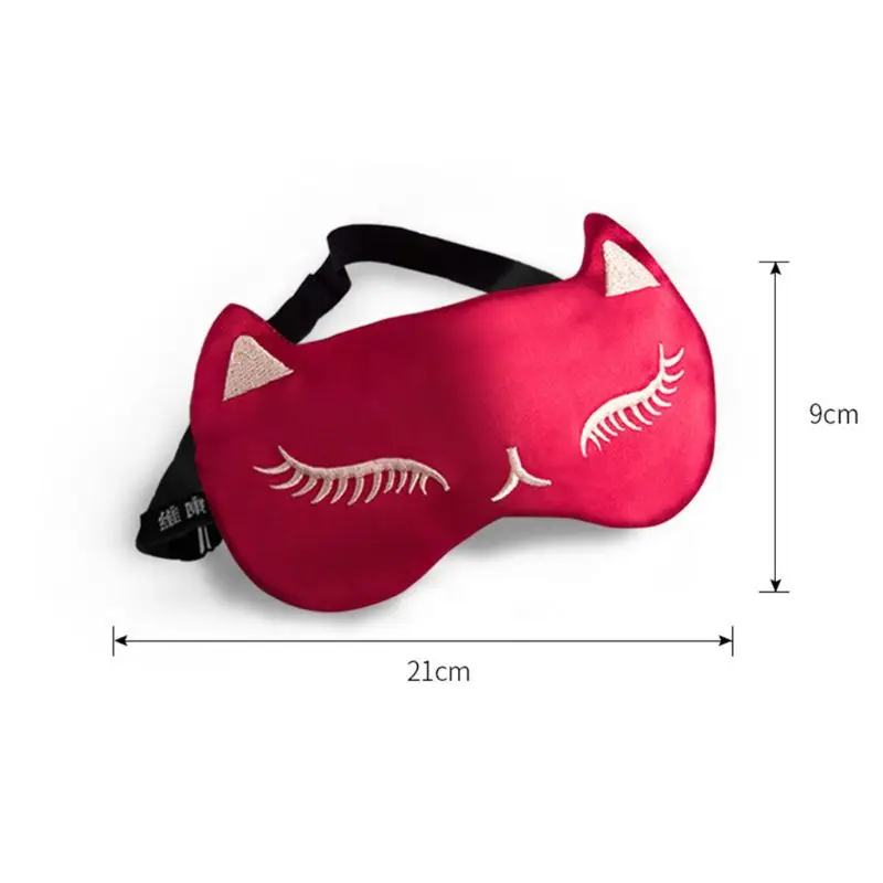 Cute Cat Eyelashes Embroidered Sleeping Eye Mask Women Girls Adjustable Strap Ice Gel Cold Pack Cool Compress Blindfold Eyeshade | Красота и