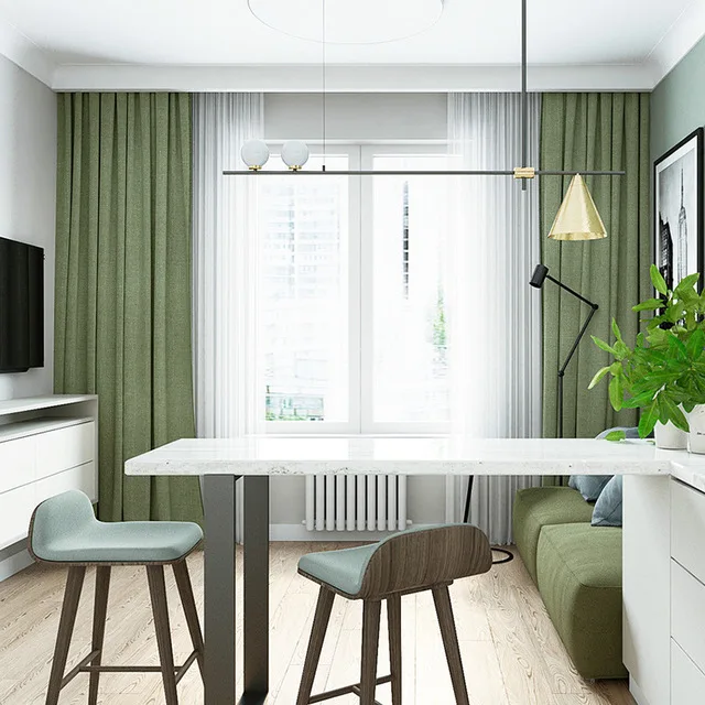 Однотонные льняные 100% затеняющие изолированные светонепроницаемые шторы для