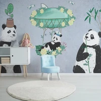 custom any size 3d wallpaper self adhesive modern minimalist black and white cartoon panda childrens room background wall papel