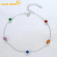 sace gems 100 925 sterling silver colored gemstone chain link bracelets for women fashion fine jewelry party wedding gift