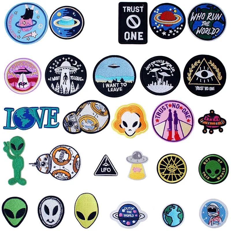 Alien UFO ET Iron On Patches Значки для шитья швов одежда костюмы пальто куртка брюки футболка брюки орнамент одежда