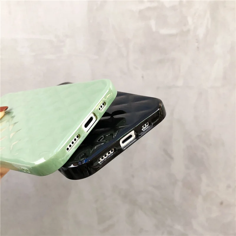 

Plain Diamond Phone Case For iPhone 12 11 Pro Max X XR XS Max 7 8 Plus Mini Bumper Shockproof Back Cover Coque Funda