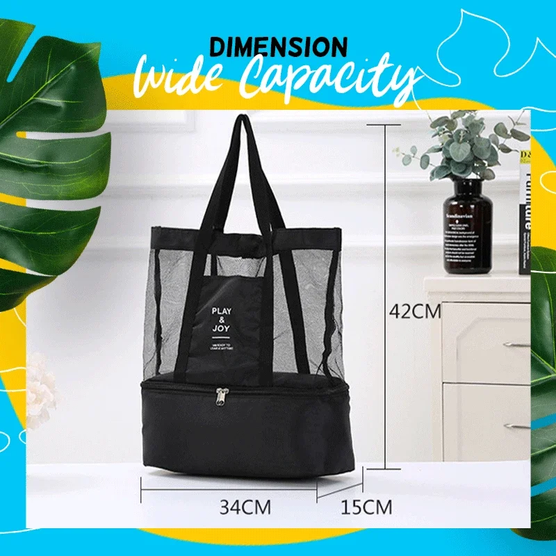 

MultiPurpose Waterproof Cooler Bag Outdoor Camping Beach Mesh Tote Bag with Detachable Cooler Bag Organizer Dropshipping