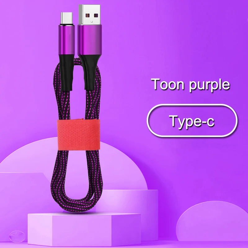 Purple for Type-c USB C кабель 5A SuperCharge для huawei mate 30 Pro P20 usb type C кабель быстрое зарядное устройство Шнур для передачи данных для samsung A70 Xiaomi Redmi Note7 - Цвет: Purple for Type-c