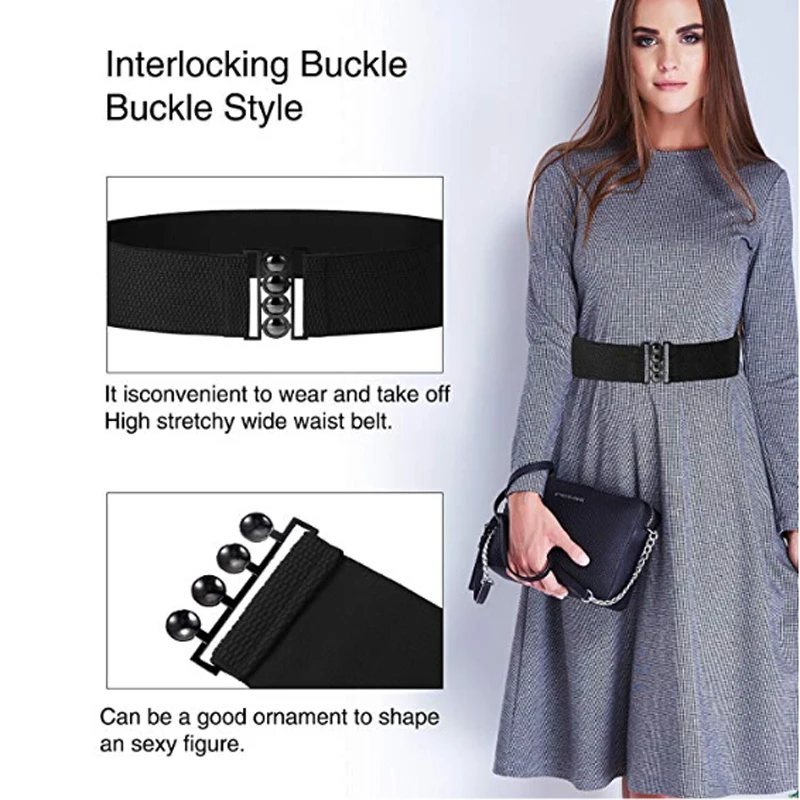 Women Elastic Belt Wide Dress Waist GLRSBUTY 2019 Stretch Corset by Fashion Metal Buckle for Skrit Pants | Аксессуары для одежды