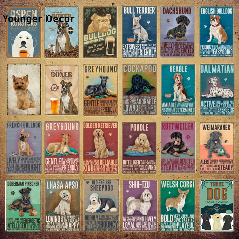 

Funny Animals Pet Dogs Wall Decor Boxer Bull Dog Painting Poster Vintage Metal Tin Signs Home Bar Living Room Decoration YI-191