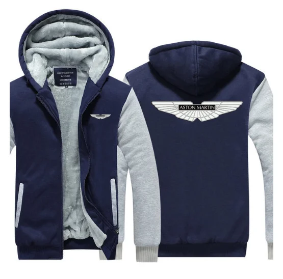

2021 NEW Winter Autumn Jacket Mens Thick Warm for Aston Martin sweatshirt Hooded zipper Outwear Coat Male Thickened c5