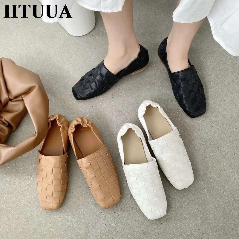 Новинка 2020 осенняя женская обувь HTUUA с квадратным носком винтажные мягкие