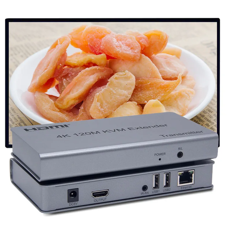 

HDMI input 4K 120M KVM Extender transmitter cat6 support HCP4k 30Hz touch screen with loop out IR control USB extender