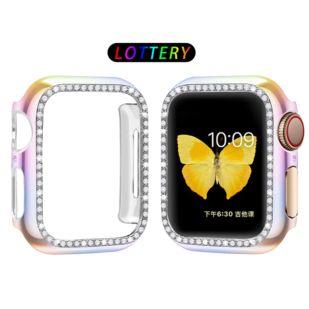 Bright color Чехол со стразами для Apple watch band 5 4 3 2 1 чехол крышка 44 мм 40 мм 42 мм 38 мм iwatch band Crystal защитный бампер - Цвет: Bright color