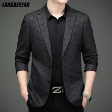 High End New Designer Brand Luxury Casual Fashion Jacquard Elegant Blazer Jacket Slim Stylish Trendy Suit Coat Men's Clothes (1)