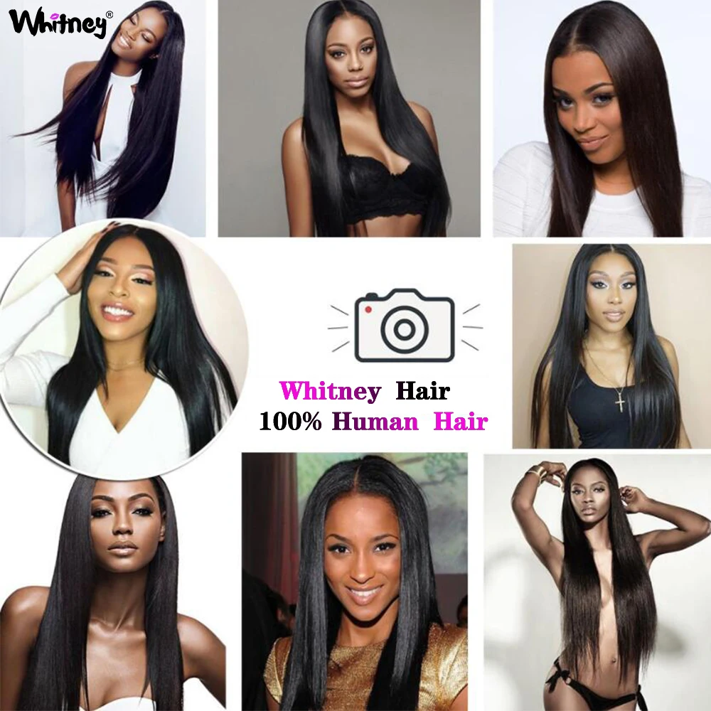 

Transparent Lace Frontal With Bundles Straight Bundles With Closure Whitney Peruvian Hair 100% Human Hair Weave Shuangya Hair