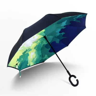 10 Ветрозащитный обратный складной двойной слой перевернутый Chuva зонтик Женский Для xiaomi самостоящий защита от дождя c-крюк руки для автомобиля - Цвет: 10
