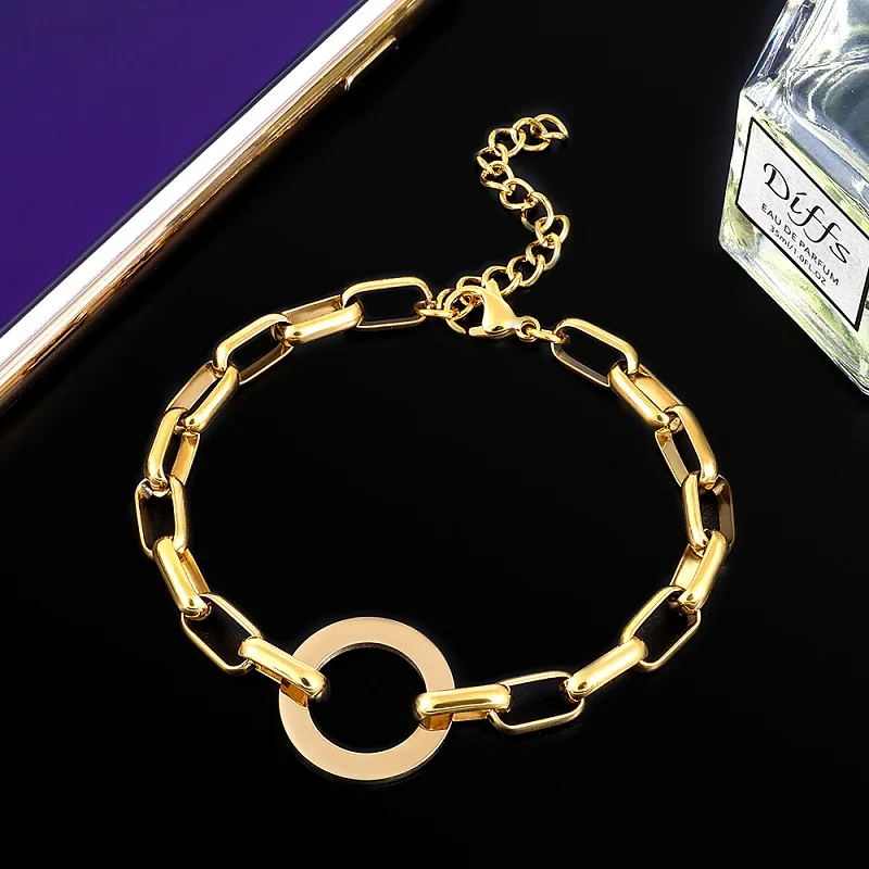 Винтажный круглый прямоугольный браслет-цепочка в стиле панк для мужчин и женщин