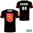 Финская футболка на заказ, футболки SUOMEN с флагом, эмблемой SUOMI, футболки с финским флагом, голубым крестом, футболка с персонализированным именем и номером