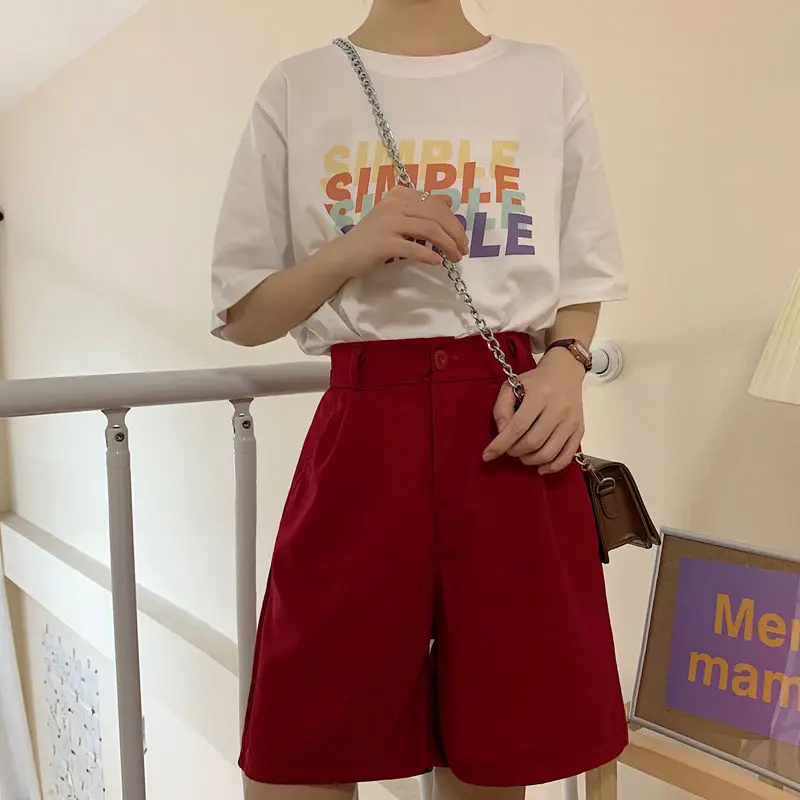 

Suit Shorts women's 2021 summer new thin high waist thin versatile loose straight casual wide leg drop pants