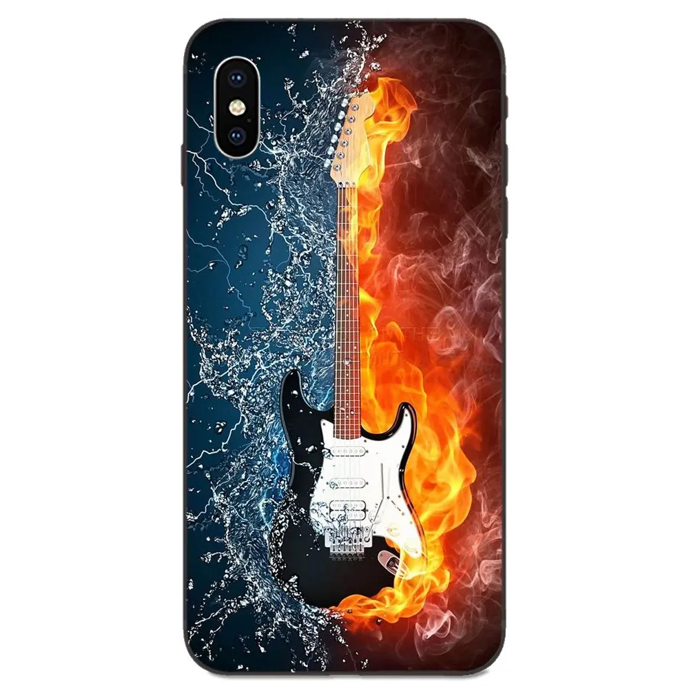 Огонь воды гитара музыкальный плакат для Apple iPhone 4 4S 5 5S SE 6 6S 7 8 11 Plus X XS Max XR Pro ТПУ