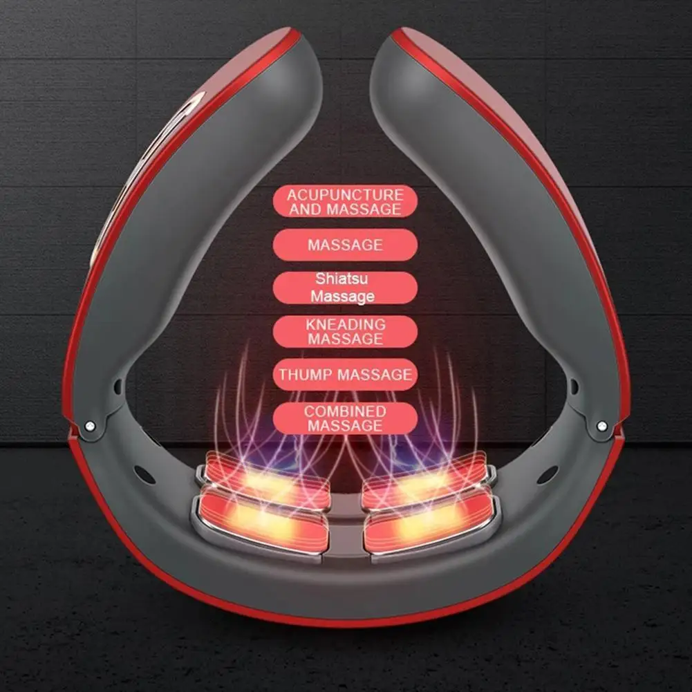 

USB Rechargeable Neck Massager Cervical Spine Massage Pain Relief Massager Muscle Instrument Shoulder Electric Stimulator B B4P2