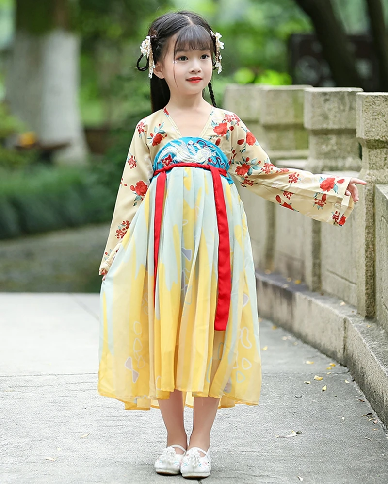 Осеннее платье в китайском стиле Hanfu для девочек детское супер сказочное