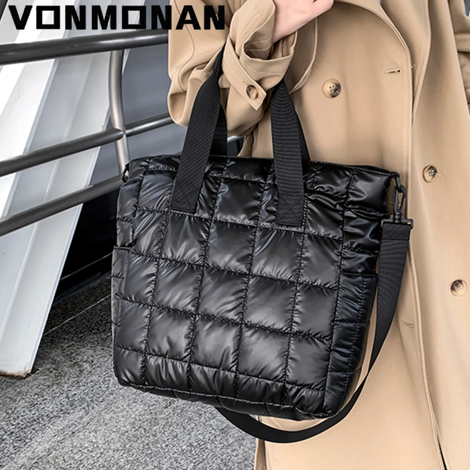 Fashion Space Cotton Down Shoulder Bag Designer Women Handbag Quilted Bucket Tote Warm 2021 Winter Large Capacity Shopper Sac