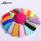 Унисекс зимняя детская вязаная ребристая короткая Кепка с отворотами, однотонная мешковатая Кепка с черепом, ретро Лыжная Рыбацкая Шапка-бини