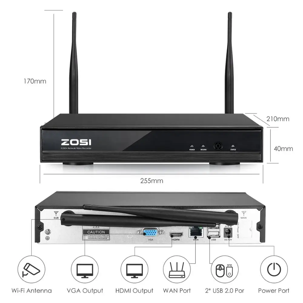 Беспроводная система видеонаблюдения ZOSI 960P 8 каналов Wi Fi 1 3 МП ИК наружная
