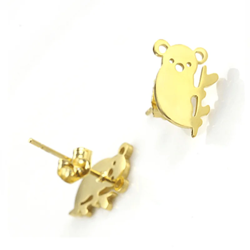 Koala модные корейские серьги-гвоздики для женщин маленькие женские аксессуары