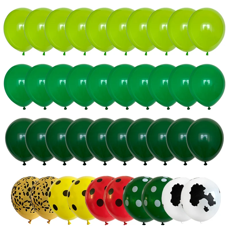 40pcs Green Balloons Set Metallic Confetti Balloon Jungle Safari Animal Birthday Party Decorations Kids Boy Baby Shower Favors | Дом и сад