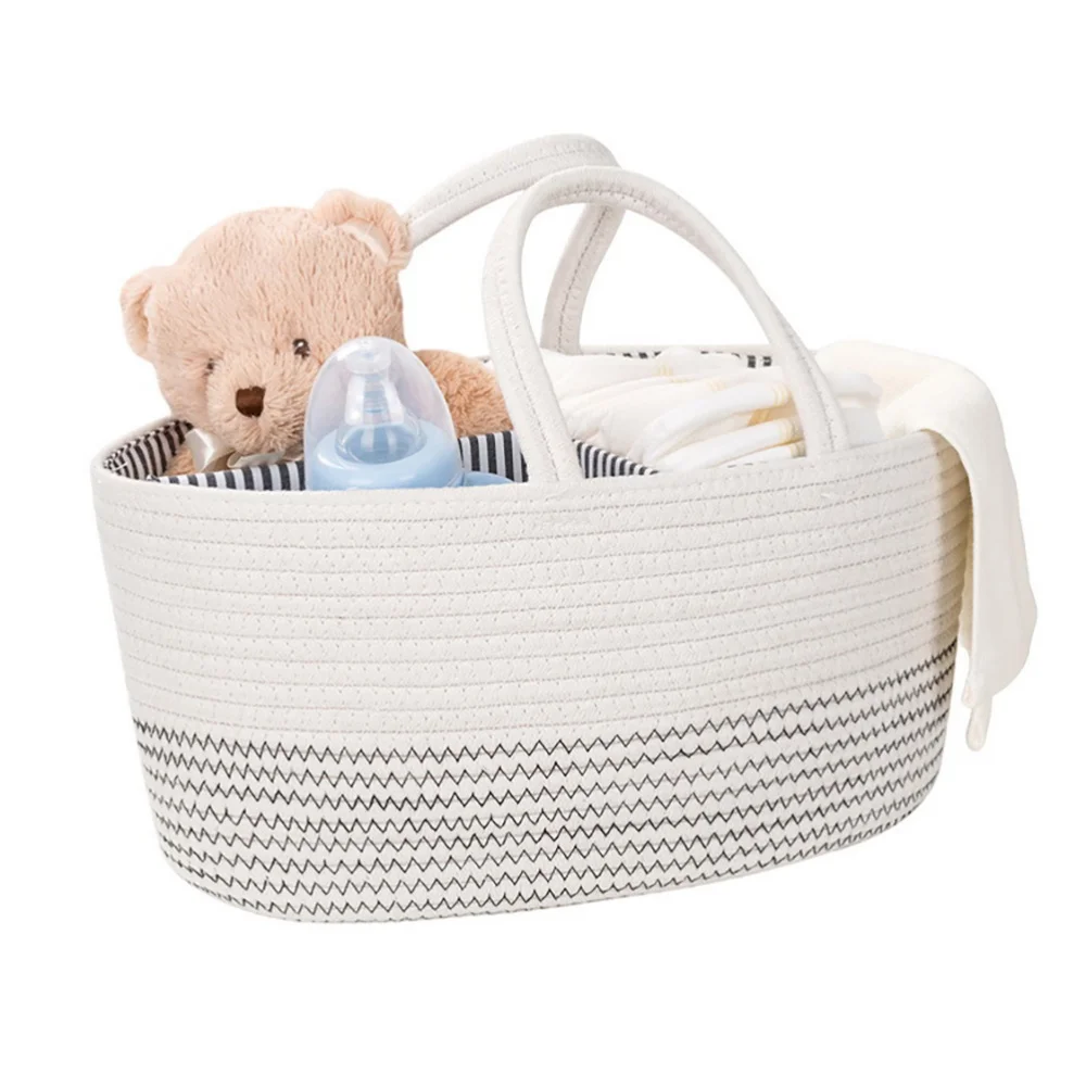

Newborn Nursery Organizer Cotton Thread Baby Diaper Pouch Baby Bottle Basket