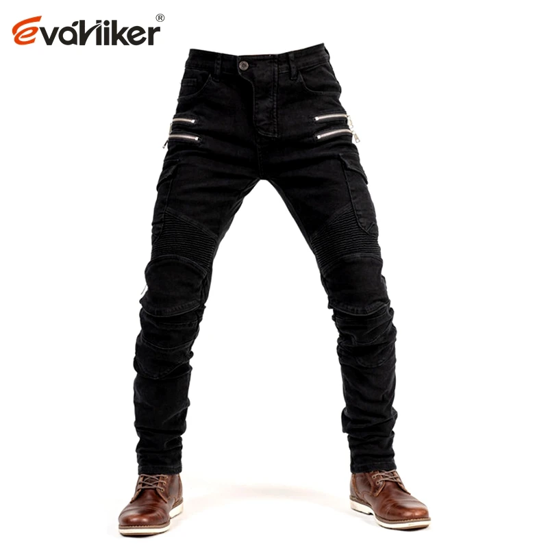 F-EV-07 Black JeansO Новинка хаки/черный/синий мотоциклетные брюки мужские мото джинсы на молнии защитное снаряжение мотоциклетные Брюки Штаны для мотокросса мото брюки - Цвет: F-EV-07 Black JeansO