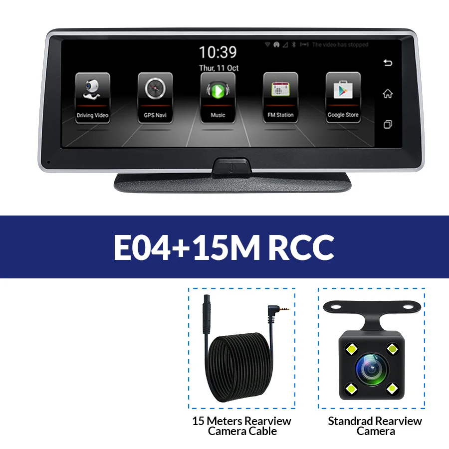 E04-15M RCC E-ACE, Автомобильный видеорегистратор, 8 дюймов, автомобильная камера, 4G, Android FHD, 1080 P, видео регистратор, gps навигация, ADAS, удаленный монитор, видеорегистратор с двумя объективами - Название цвета: E04-15M RCC