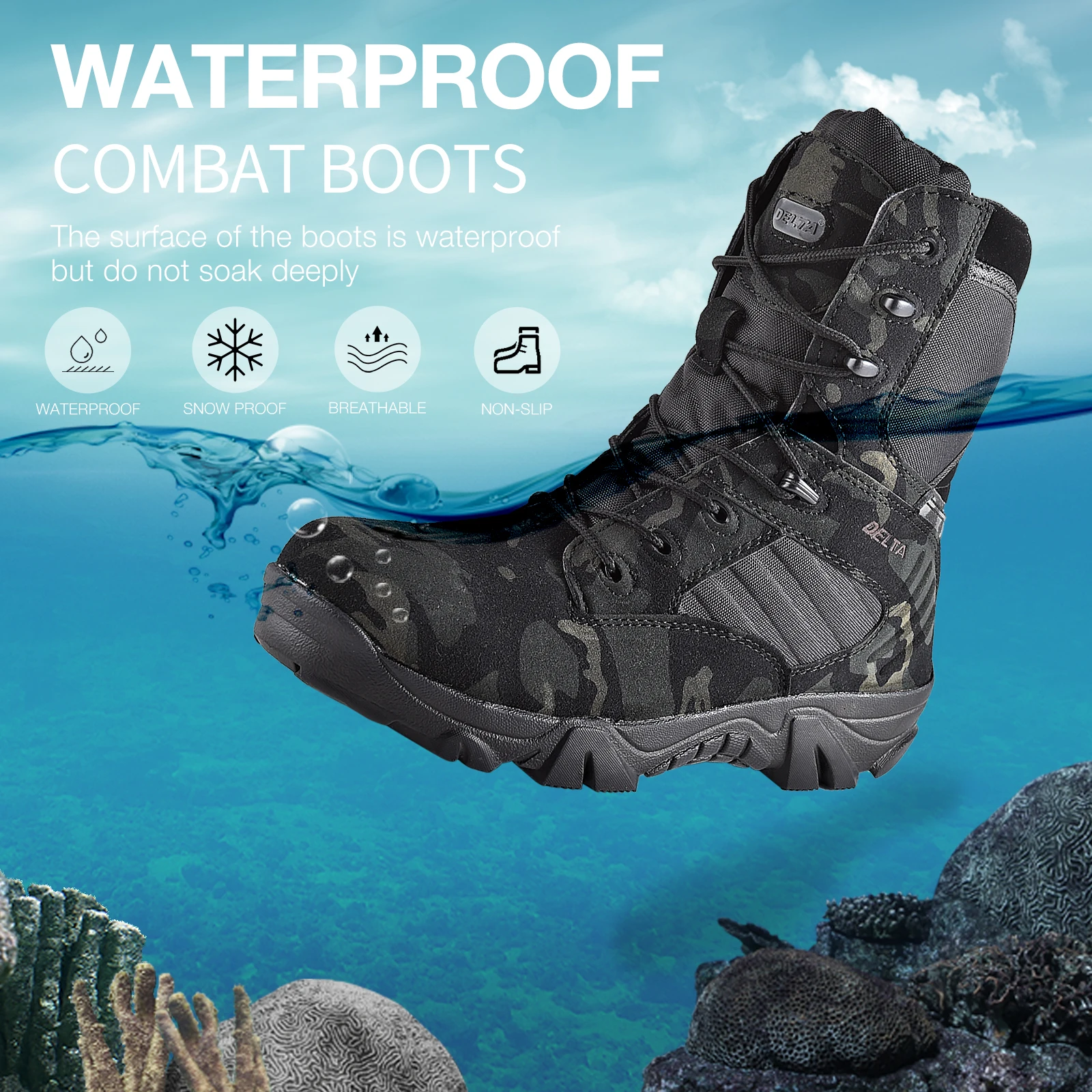 Ботинки мужские тактические военные для отдыха на открытом воздухе походные