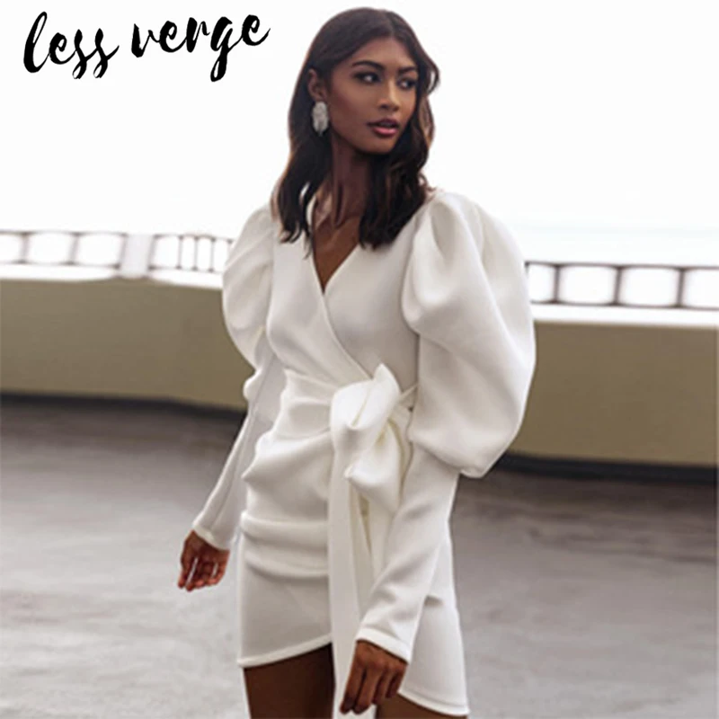 Simplee пикантные вечерние Клубные С буффами на рукавах с v образным вырезом осень