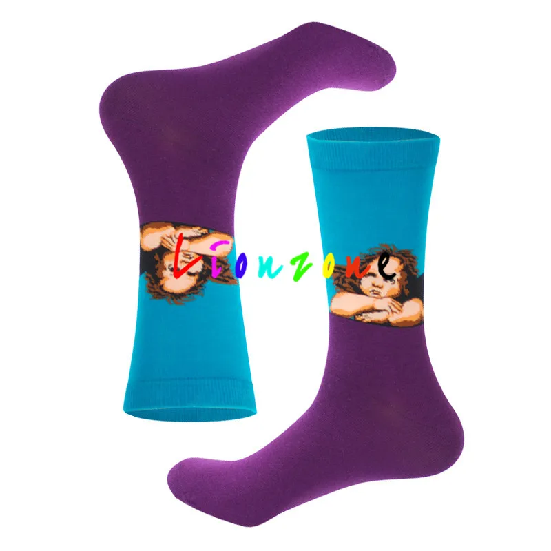 Angel Lionzone Happy Socks женские носки больших размеров с фруктами и известными искусствами, дизайнерские носки хлопковые с забавным рисунком, уличная одежда, подарок для влюбленных - Цвет: Angel