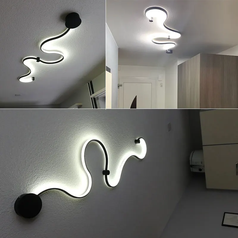 Lámpara Led moderna para sala de estar, luz de techo para comedor, dormitorio, vestíbulo, accesorio de aluminio, blanco y negro