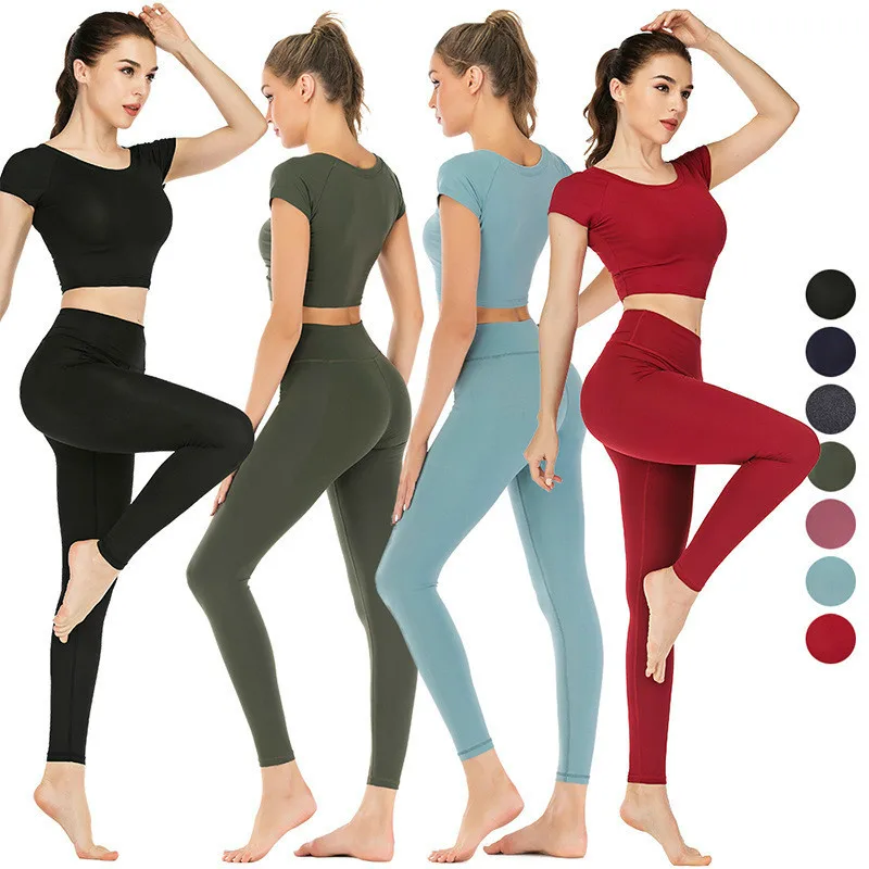 Костюмы для занятия йогой Женская одежда с коротким рукавом Twinset 2019 женская