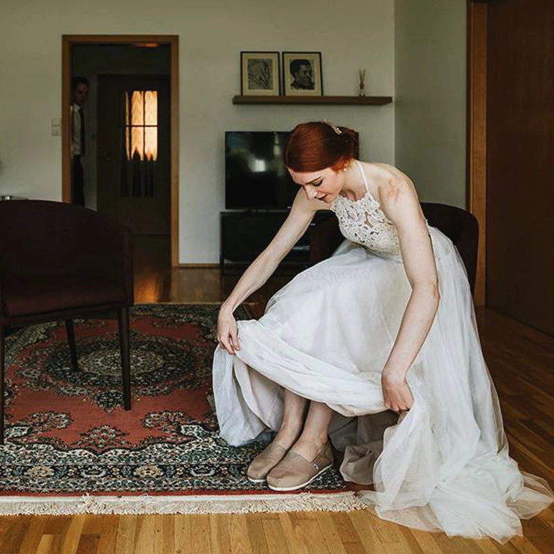 Свадебное платье в стиле бохо с вырезом на шее и открытой спиной кружевной топ из