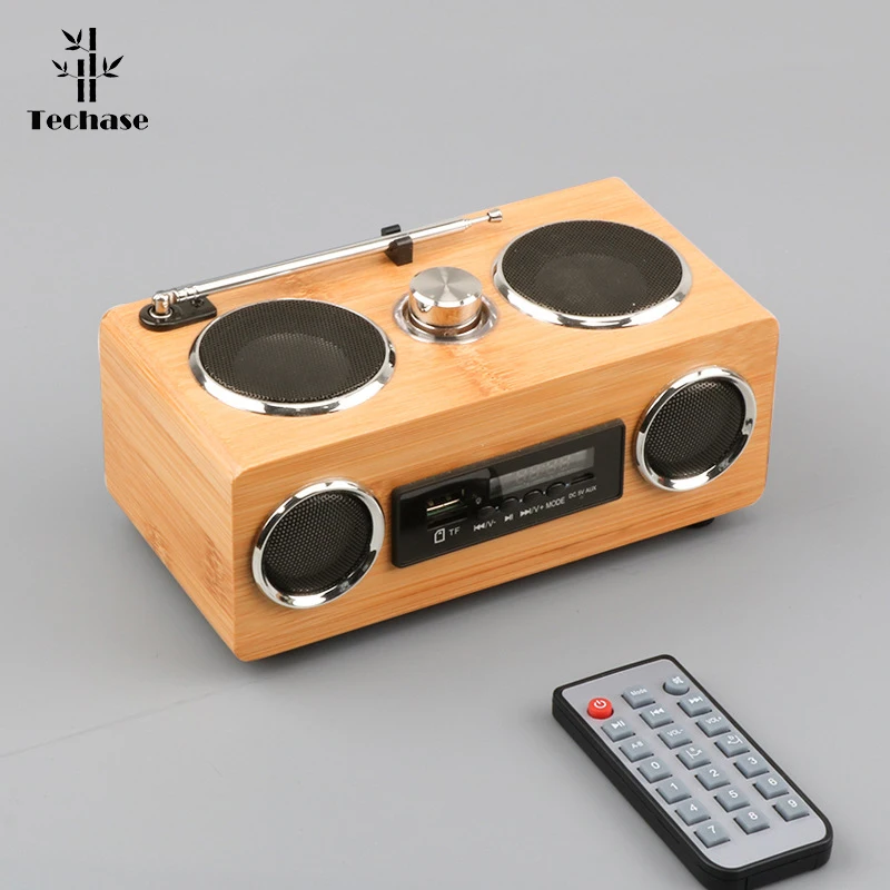 Мини колонки Techase громкоговоритель с корпусом из бамбука elss HiFi поддержкой FM радио