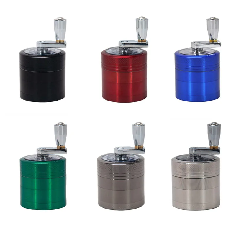 

Tobacco Grinder Manual Aluminum Herbal Herb Mill Spice Crusher Smoke Hand Crank Muller Smoking Accessory