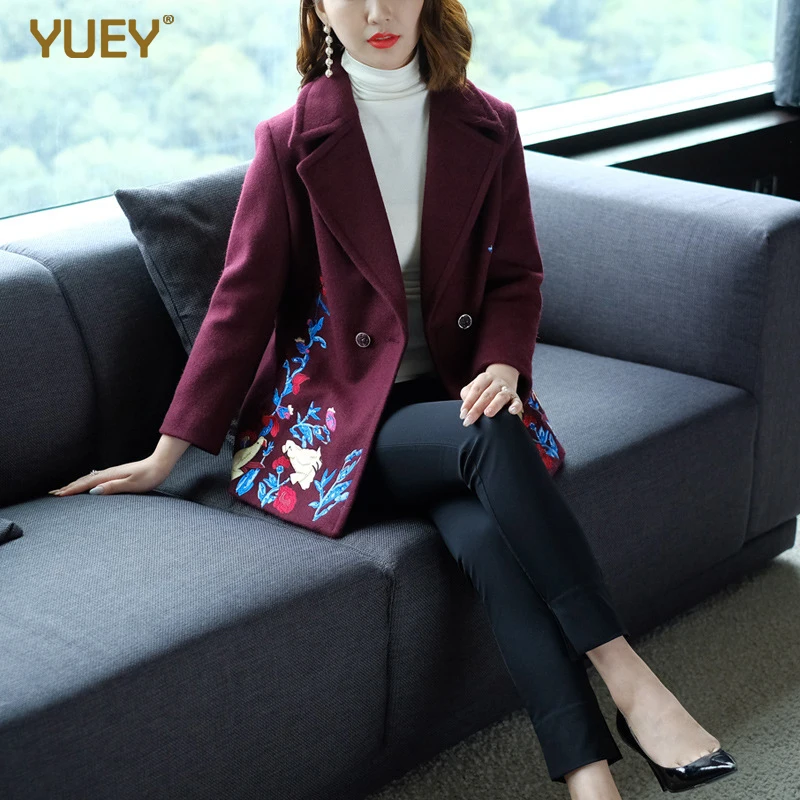 High Quality Brand Women's Embroidery Coat Jacquard Slim Office Lady Mother For Mom Autumn Clothes Floral Cloak Plus Size | Женская