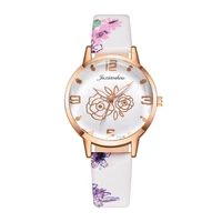vintage leather women fashion watches rose flower number dial ladies retro wristwatches dames horloges female leather clock