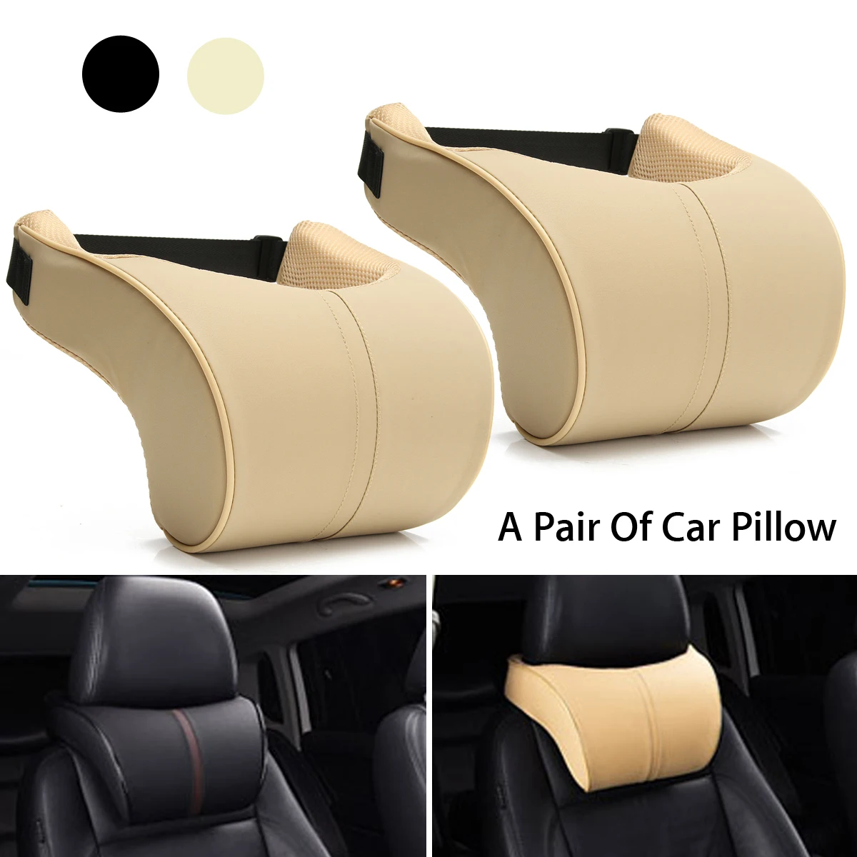 

2 предмета из искусственной кожи шеи пены памяти автомобиля Поддержка Эргономическая подушка для Универсальный Автомобильный сиденье