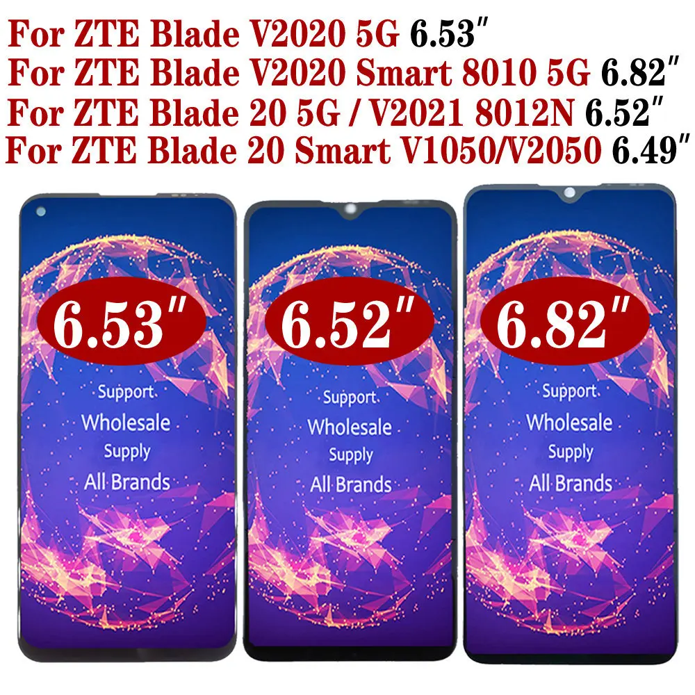 Лезвие 20 5G V2021 ЖК-дисплей с Рамка для ЖК-дисплея ZTE Blade20 Смарт V1050 V2050 Дисплей V2020 5G ЖК-дисплей v2020 Смарт 8010 Экран сенсорный экран планшета