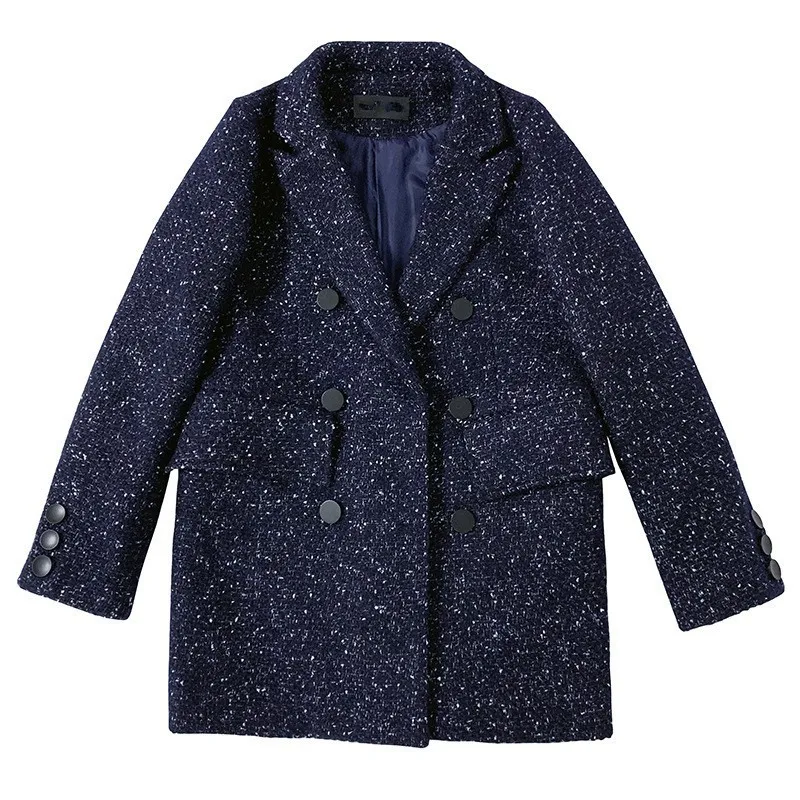 Фирменный дизайн Офисная Женская одежда твидовый Блейзер пиджак двубортный мини