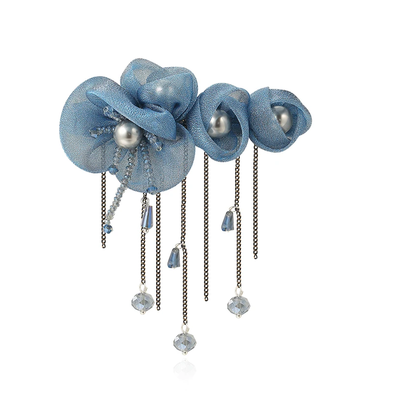 

CHIMERA Elegant Flower Hair Clips Pearl Crystal Tassel Barrette Vintage Lace Hair Pins for Women Wedding Party Fashion Accessory