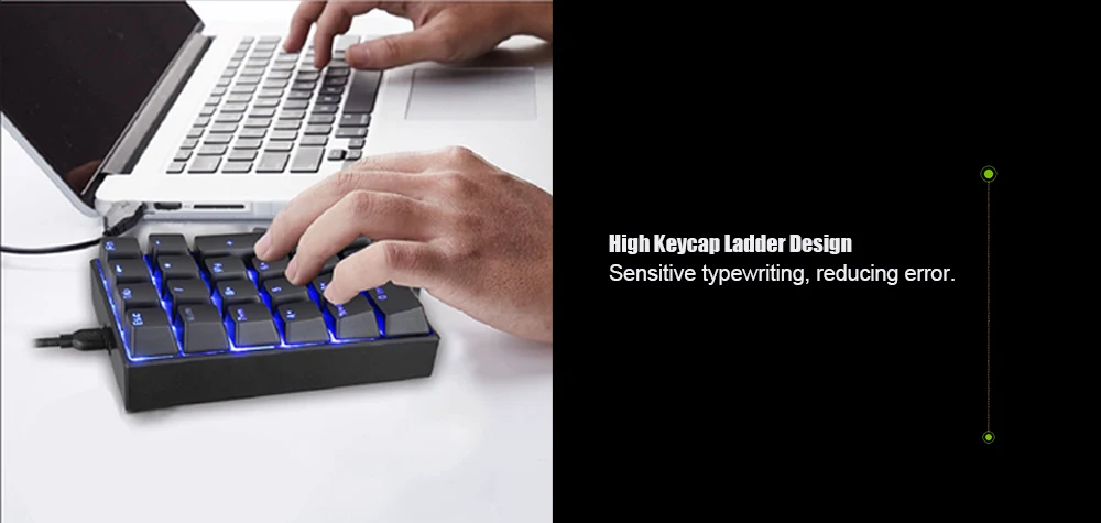 Motospeed K23 USB Проводная цифровая механическая клавиатура с Kailh коробка переключатель черный синий светодиодный подсветка 21 клавиши ноутбука