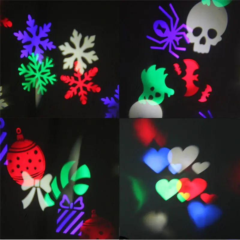Christmas Snow Laser Projector Outdoor LED Fairy Light Projection 12 Film Cards Holidays Wedding Christmas Decoration For Home
