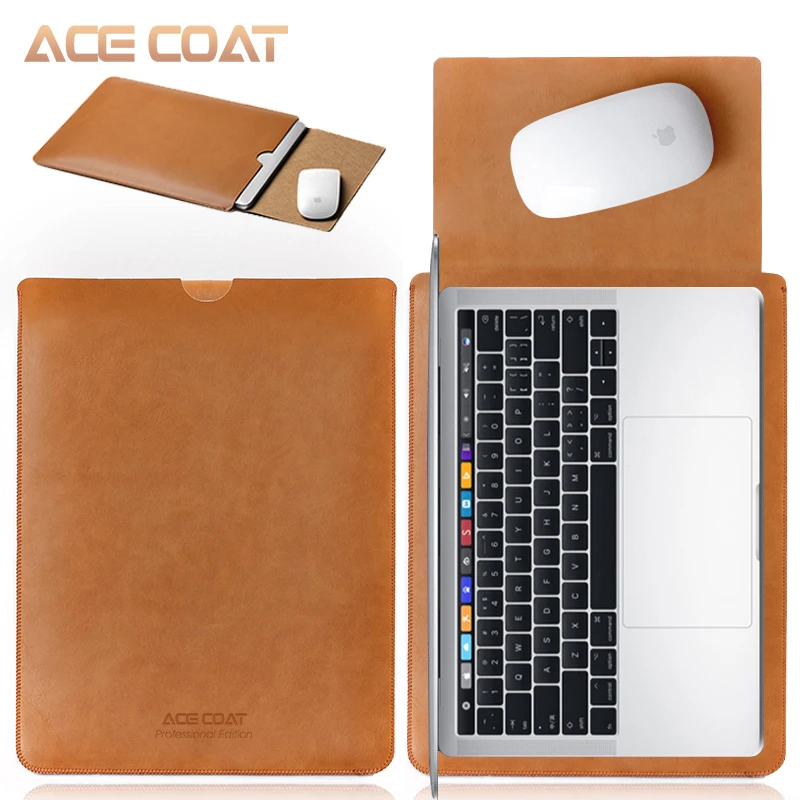 ACECOAT микрофибра pu кожаный чехол протектор сумки для Macbook Air Pro Retina13 12 15 16 чехол для ноутбука для macbook pro 13 Чехол - Цвет: yellowish-brown